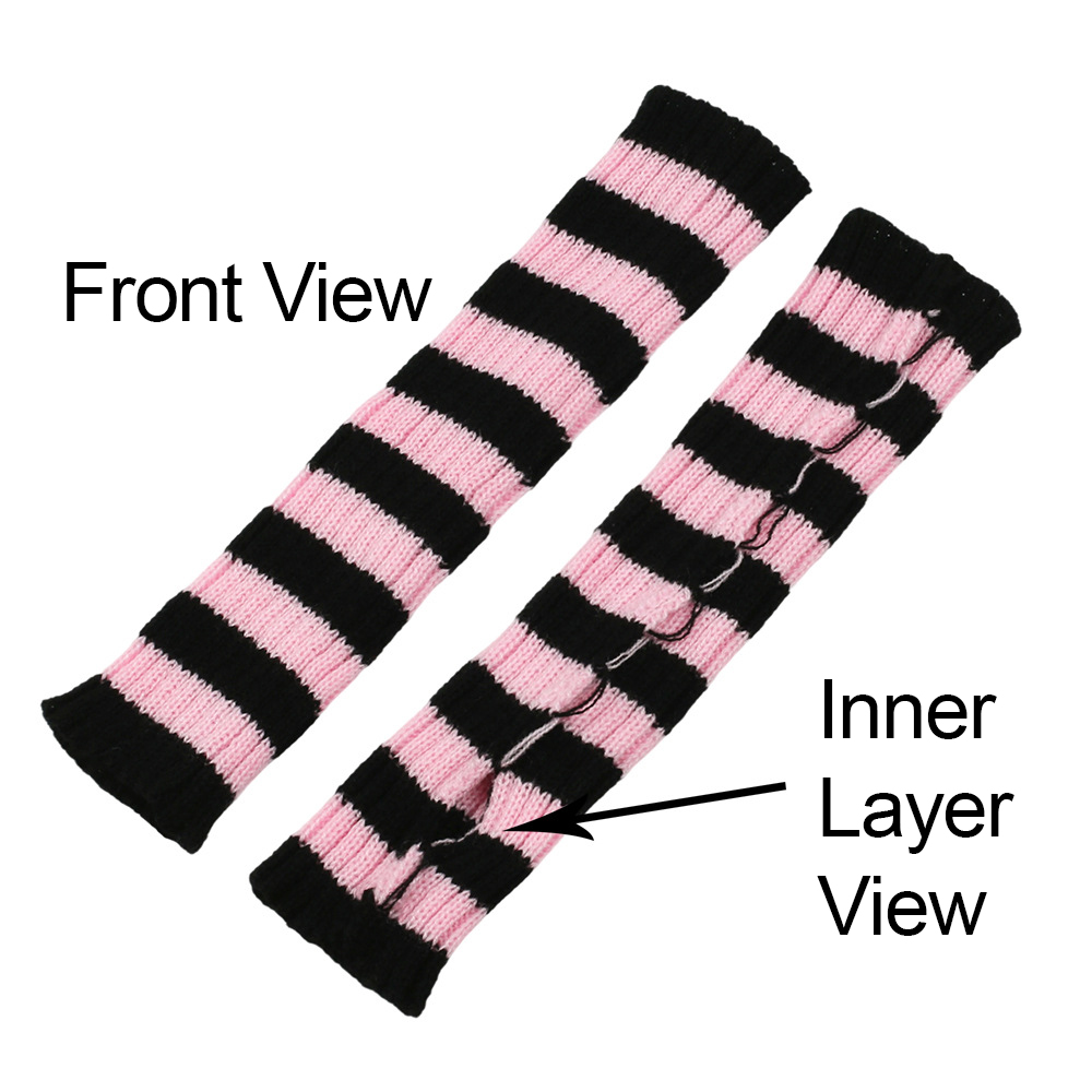 Y2K Striped Fingerless Arm War - Fingerless Glove Knit ulasan dan harga
