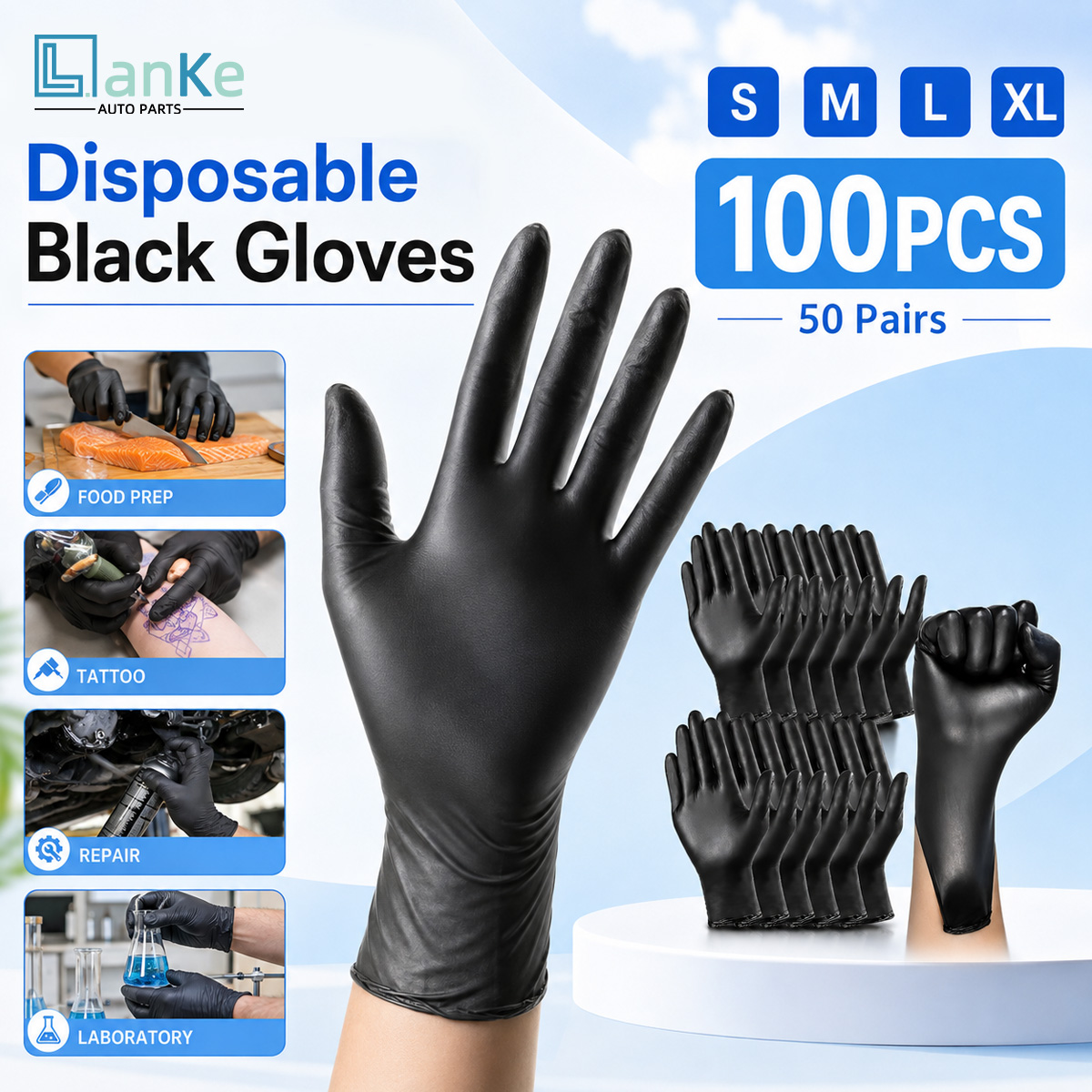Lanke Black Disposable Nitrile - Rubber Glove Cleaning ulasan dan harga